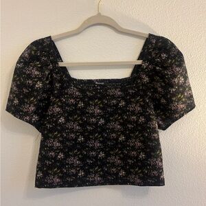 Madewell Black Floral Crop Top